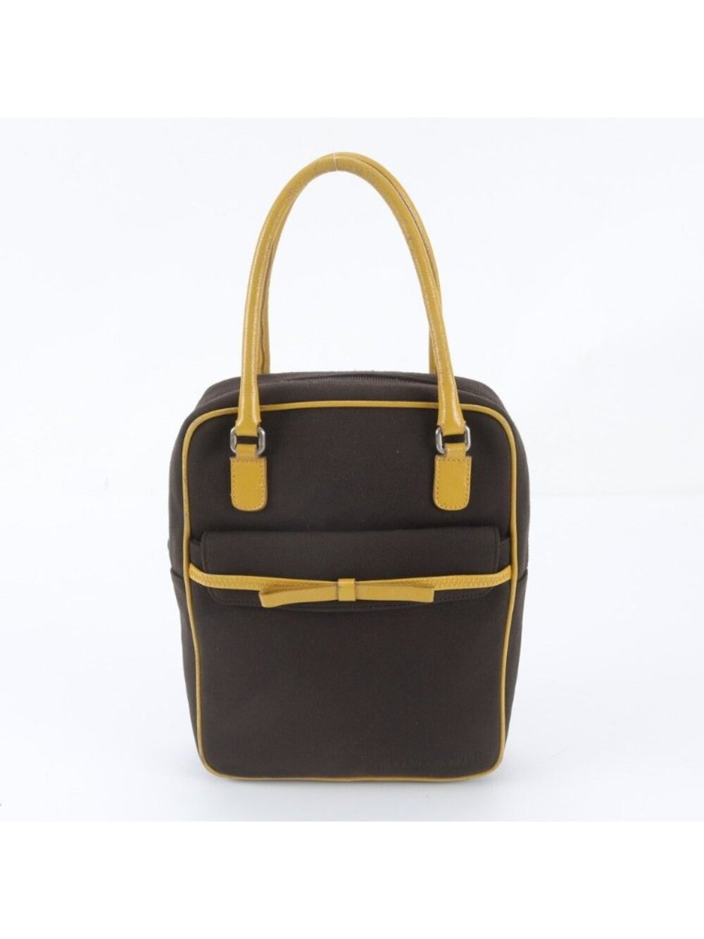 Miu Miu Archive Ribbon Motif Leather Canvas Handbag Tote